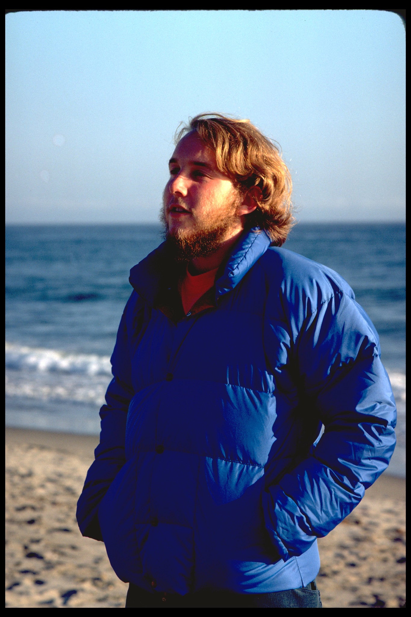 Tom in one of the down jackets he designed and made, circa 1977.