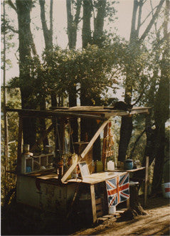 Tom's grandfather's table in the tent that Tom lived in in the Santa Cruz mountains.