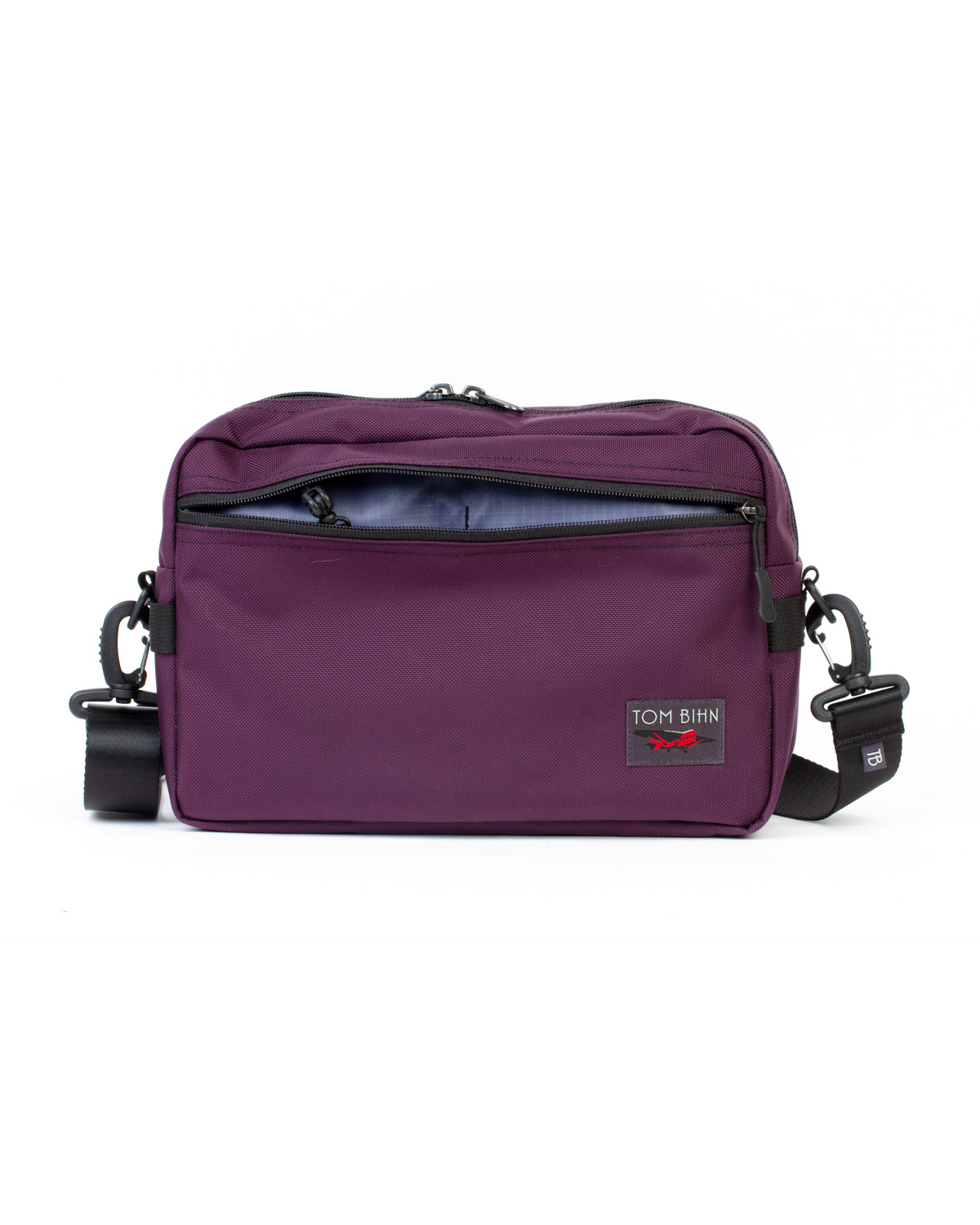 PURPLE CROSS BODY BAG WITH DUSTY PURPLE LINING