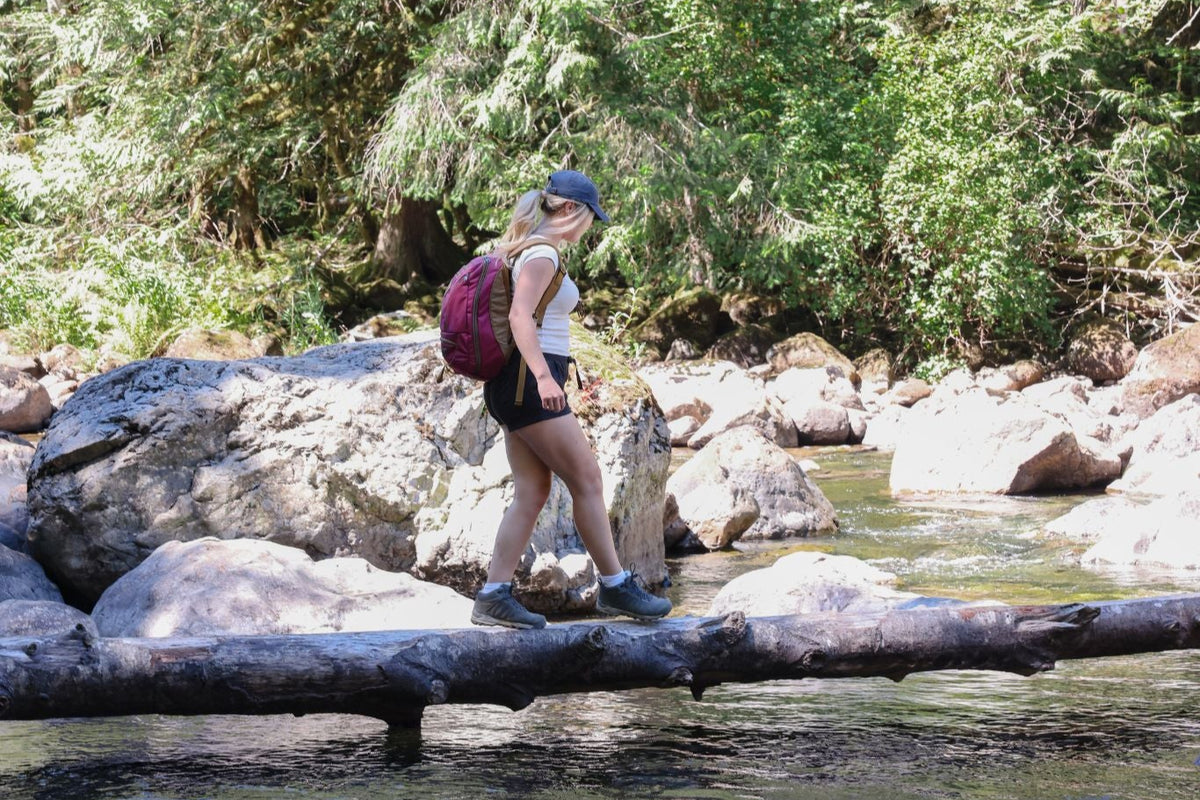 Guide's Edition Synik 26 worn by hiking crossing stream