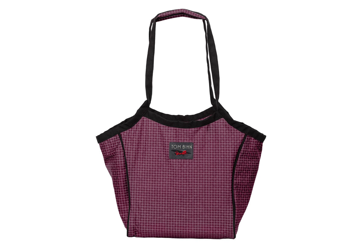 visible variant TB0608-5D^^A Small Original Shop Bag in Acai (dark purple with white grid) 200 Halcyon.