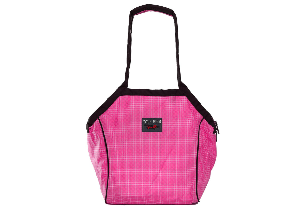 visible variant TB0612-PD^^A Small Zip-Top Shop Bag in Cerise (bright pink with white grid) 200 Halcyon.