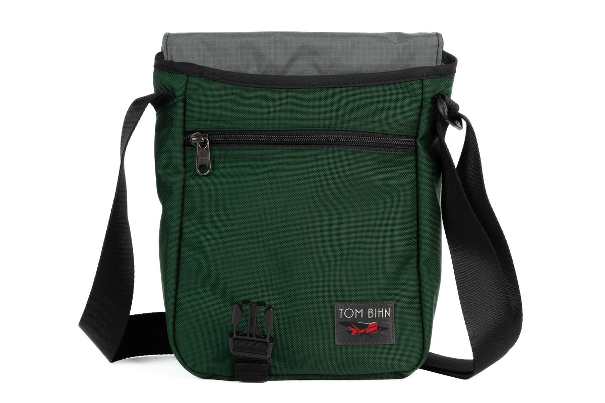 visible variant TB0201-WKGL^^A Small Cafe Bag in Wilderness (forest green) 630 Ballistic with a Mountain Grey 210 Cerylon interior.