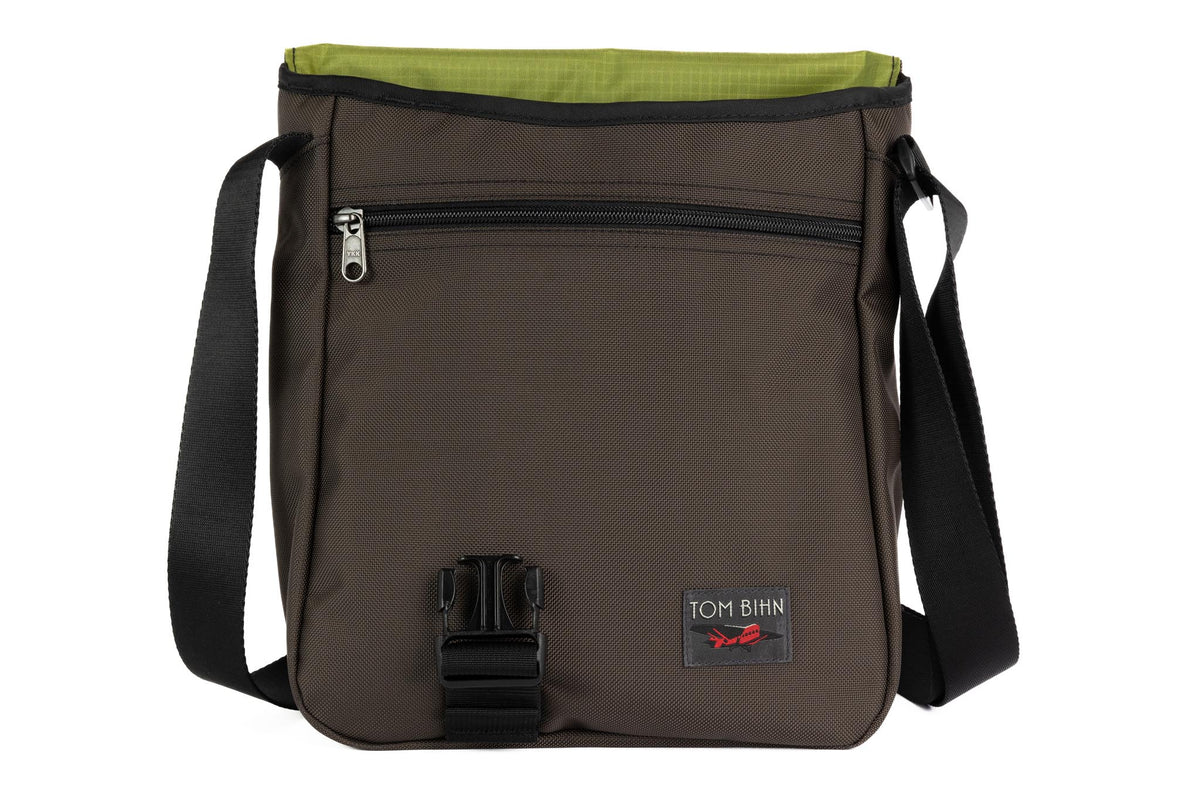 visible variant TB0202-RKML^^Medium Cafe Bag in Ursa (brown-grey) Ballistic with Moss 210 Cerylon interior.