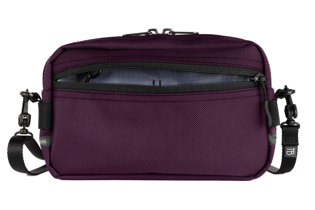 visible variant TB0413-UKDL^^A Side Effect in Aubergine (dark purple) Ballistic with Dusk (bluish-purple with light bluish-purple grid) 210 Cerylon interior.