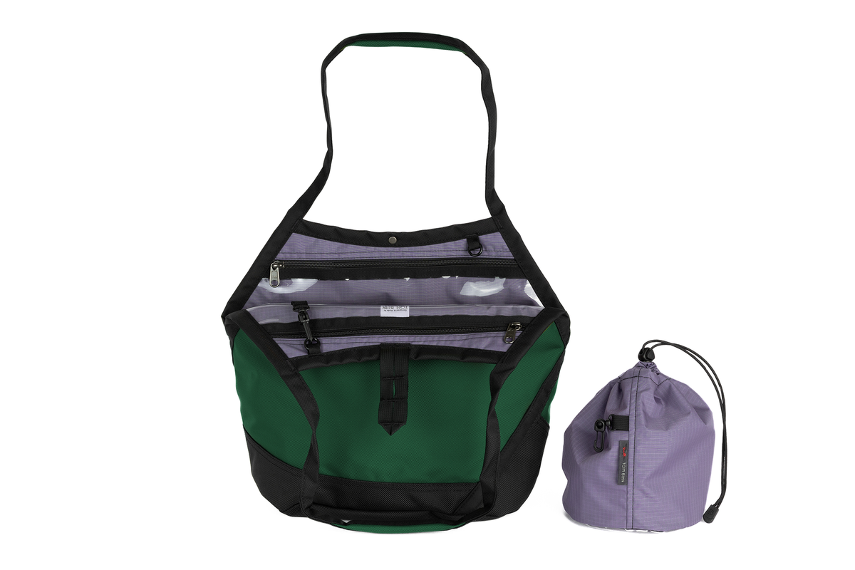 visible variant TB0660-WKDL^^A Swift in Wilderness Ballistic with Dusk (purplish-blue with light purplish-blue grid) 210 Cerylon interior and Yarn Stuff Sack.