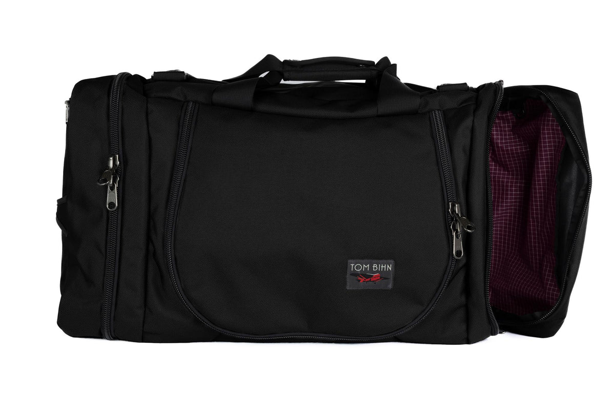 visible variant TB0906-BK5D^^A Black Ballistic Aeronaut 45 with the end pocket open showing the Acai (purple) Halcyon.