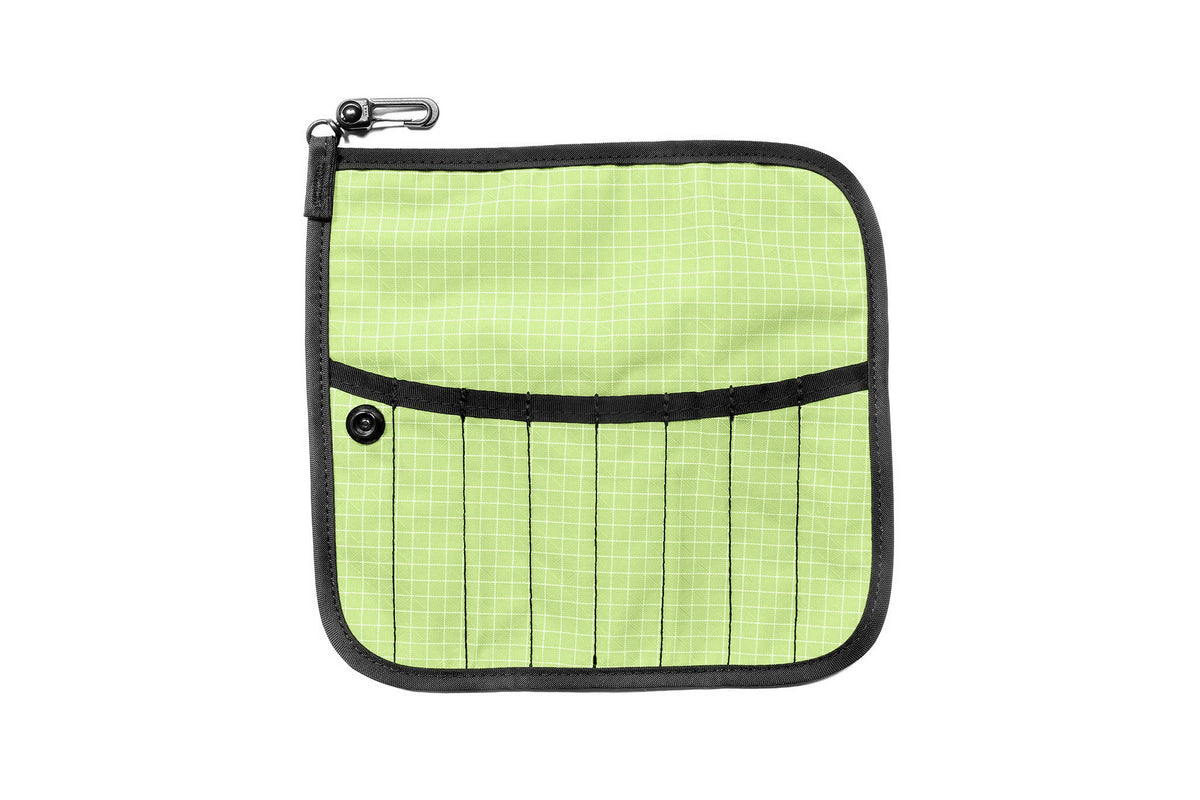 visible variant TB1235-HD^^The front of a Tool Pen Wrap in Honeydew (pale green with white grid) 200 Halcyon.