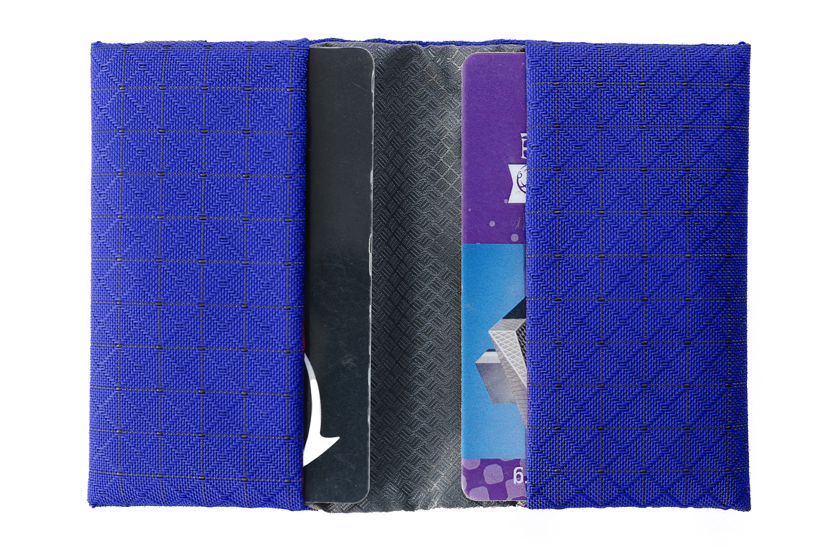 visible variant TB1294-ST^^The interior of the Minimalist Wallet #1 in Sapphire 420 Spectron