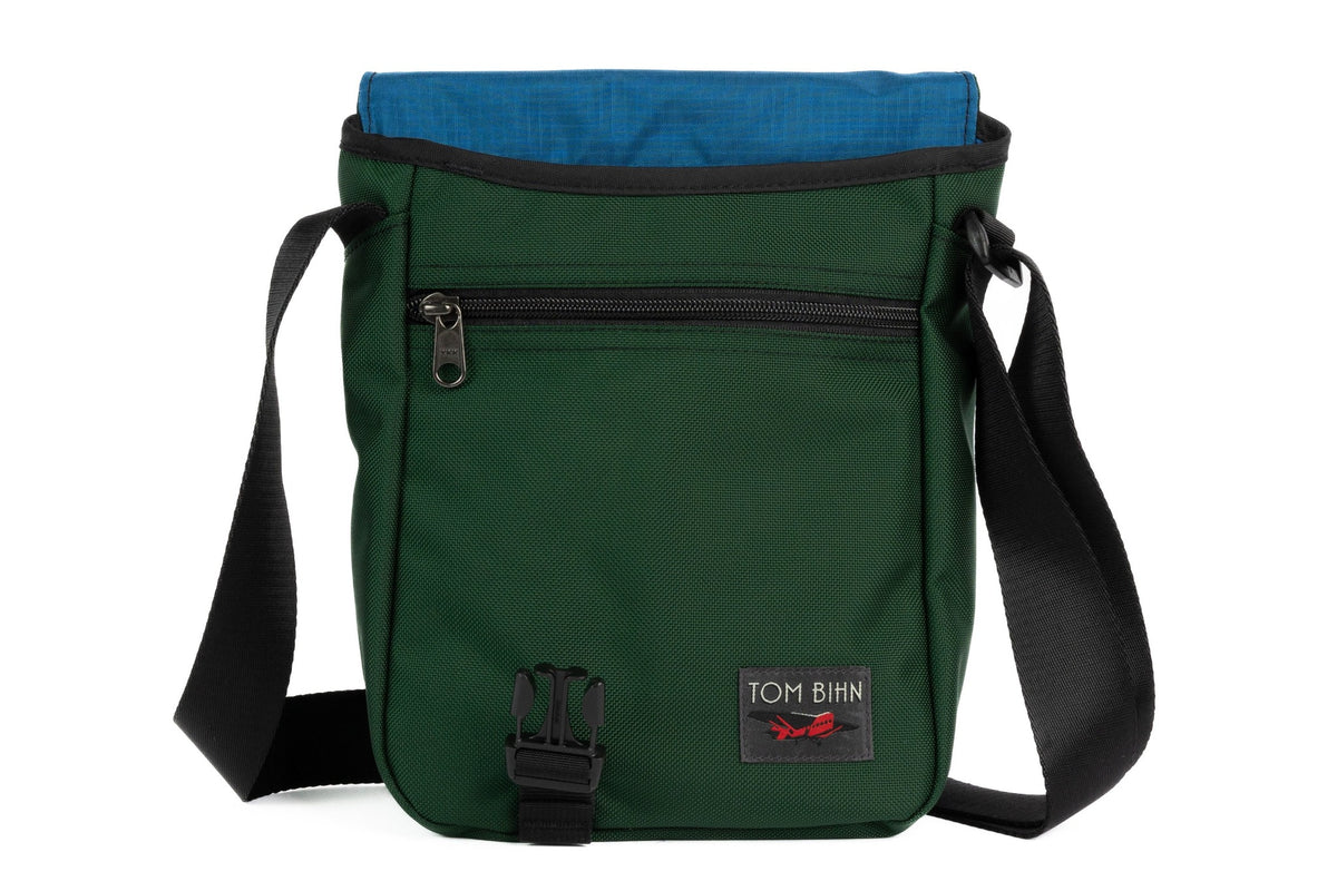 visible variant TB0201-WKOL^^A Small Cafe Bag in Wilderness (forest green) 630 Ballistic with a Cobalt 210 Cerylon interior.