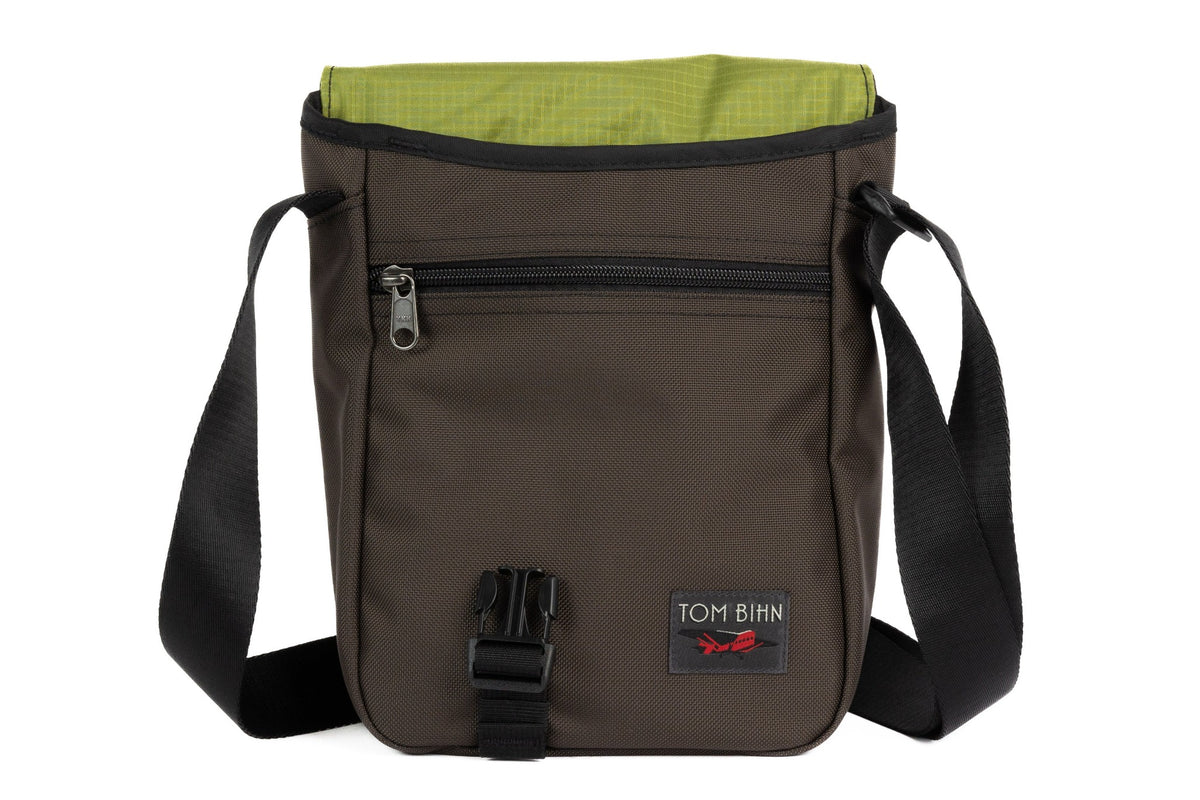 visible variant TB0201-RKML^^Small Cafe Bag in Ursa 630 Ballistic with a Moss 210 Cerylon interior.