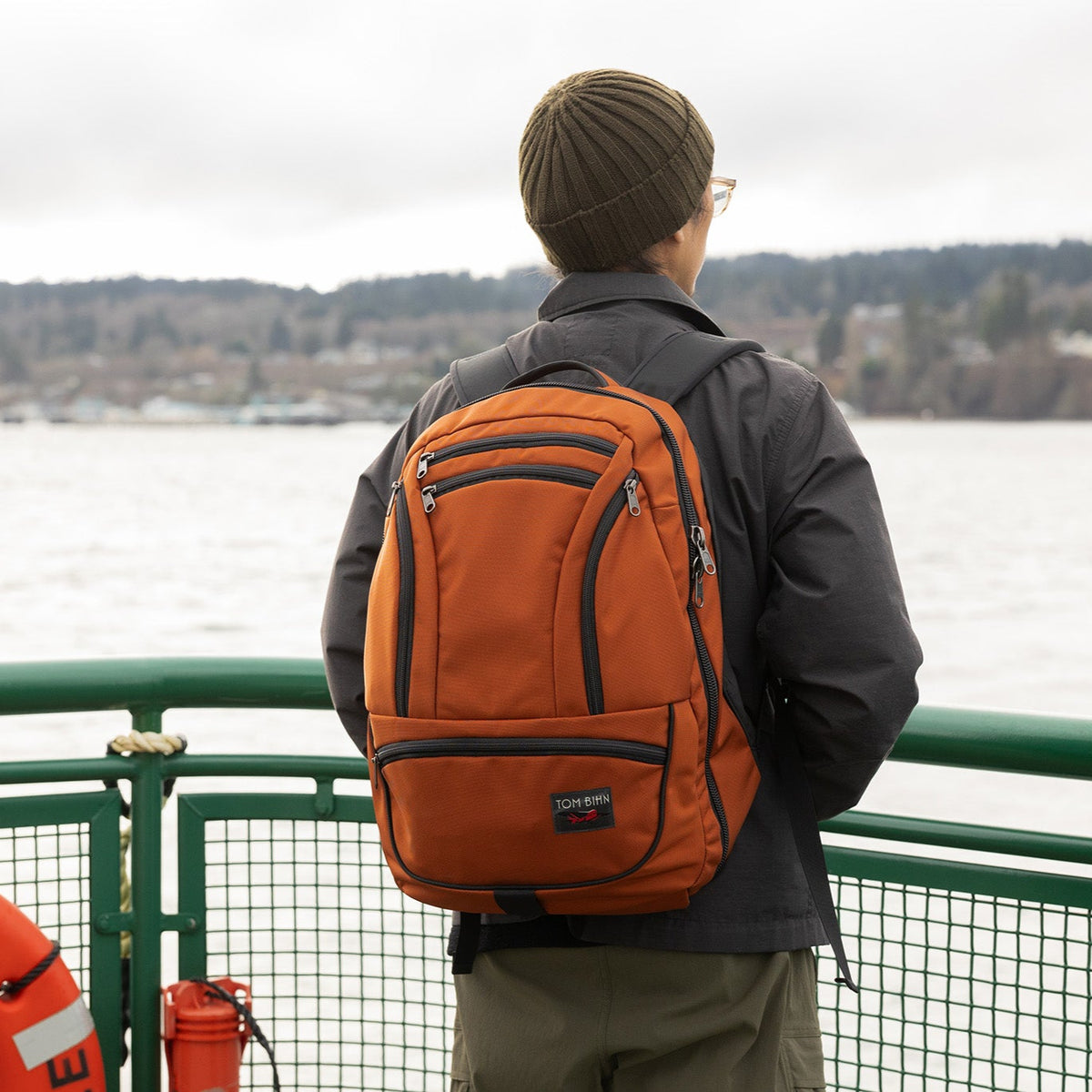 visible lifestyle^^A person wearing a Synik 30 at a Seattle pier.