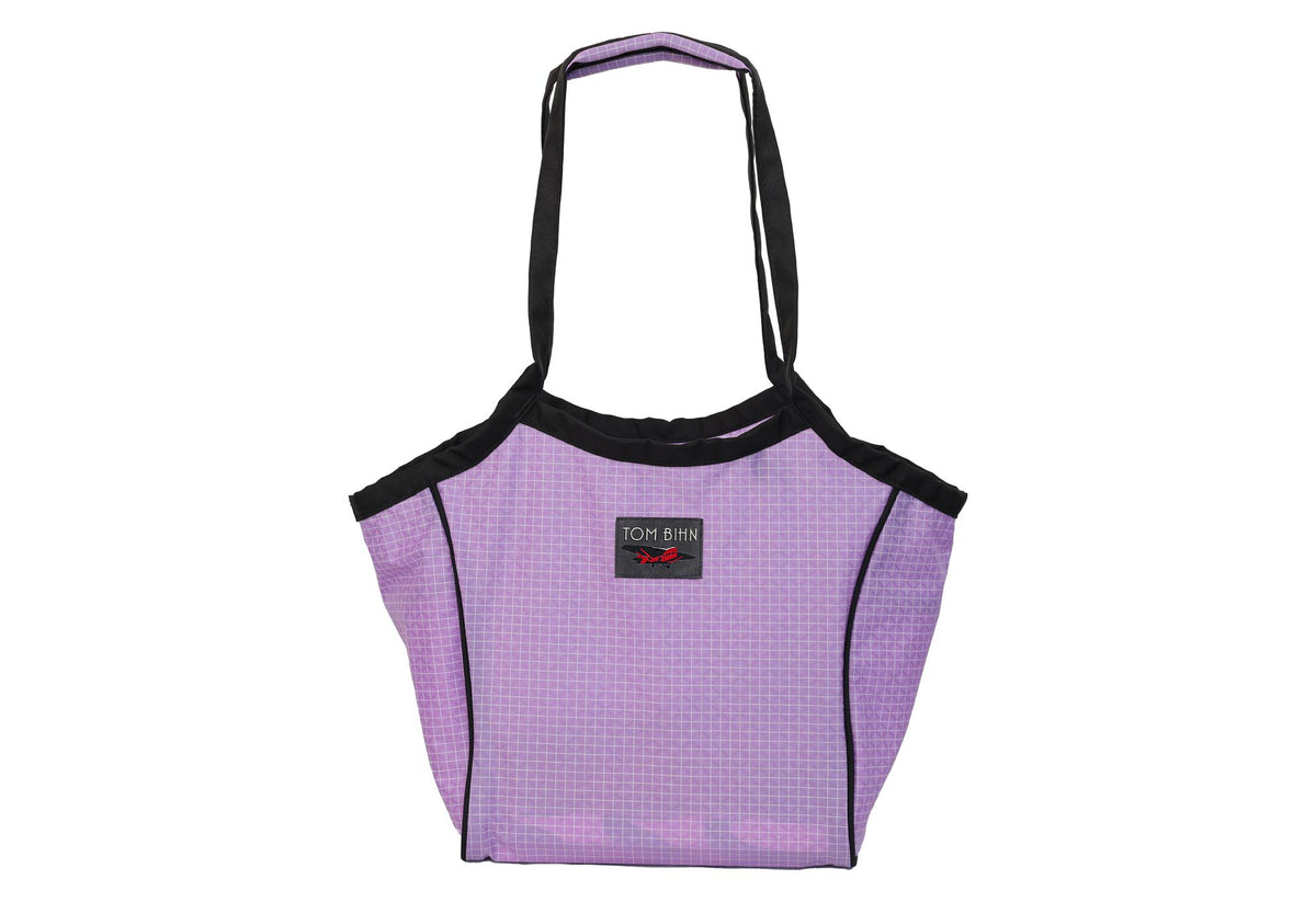 visible variant TB0608-YD^^A Small Original Shop Bag in Wisteria (light purple with white grid) 200 Halcyon.