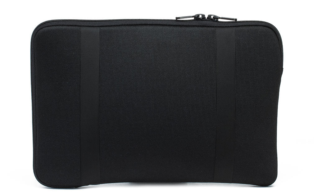 Black horizontal laptop sleeve on a white background