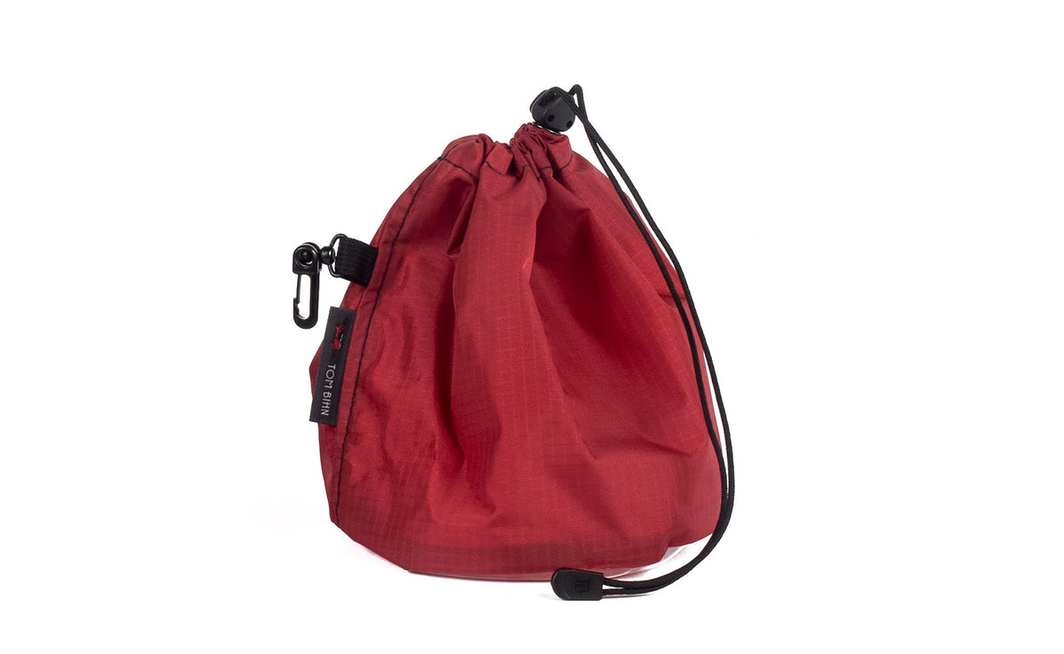 visible variant TB0662-SL^^A Medium, clear-bottomed Yarn Stuff Sack in Sangria (red with light red grid) 210 Cerylon.