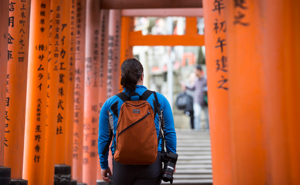 A person carrying the Daylight Backpack
