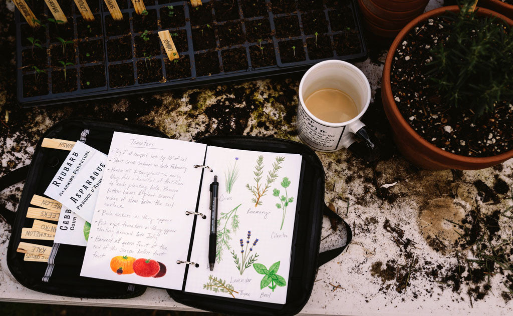 lifestyle visible^^A person making notes on gardening in their Field Journal Notebook