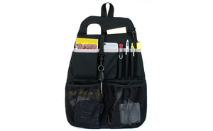 visible variant TB1843-BJ ^^ A Black Synapse 25 Freudian Slip holding pends, a small notepad, a wireless mouse, pens, cables, and charger.