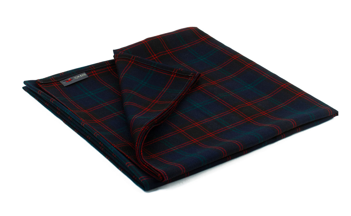visible variant PT5801-1U^^The Large Shepherd's Wool Utility Cloth in Home Modern Tartan (red and green grid on a black field).
