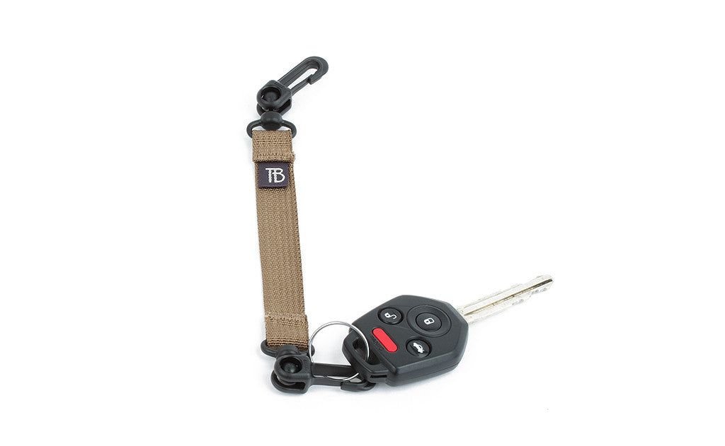 visible variant TB0513-CA^^An 8-inch Coyote (tan) Key Strap with a snaphook at either end.