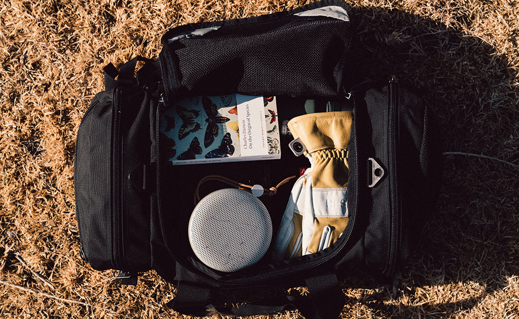 lifestyle visible^^A full Road Buddy Duffel 60.