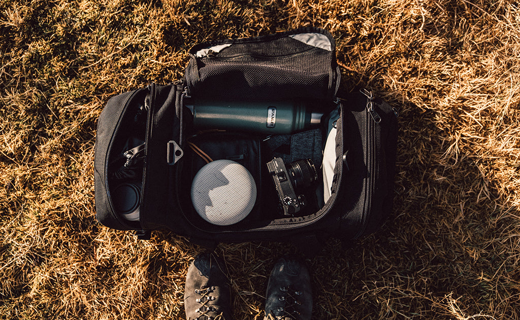 lifestyle visible^^A full Road Buddy Duffel 60.