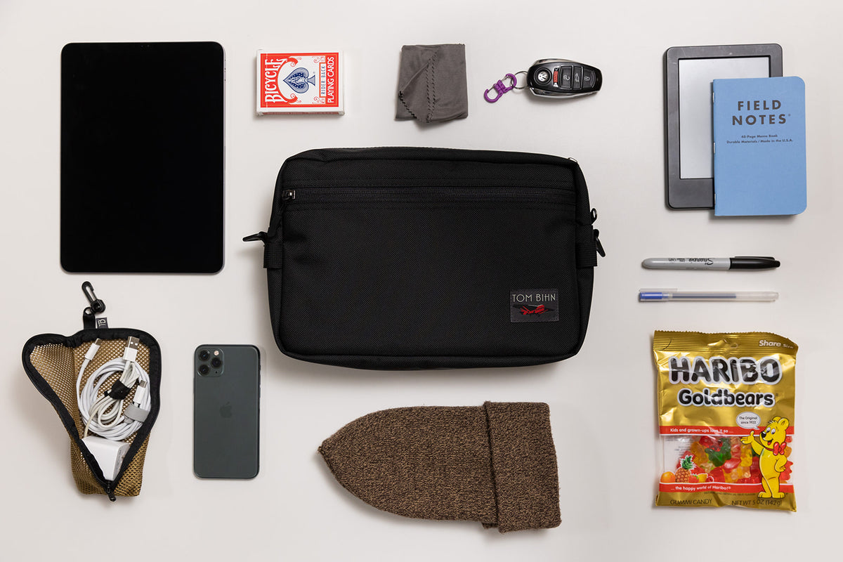An assortment of items that fit in the Side Hustle at the same time.