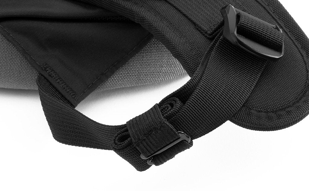 visible variant TB0532-BA^^A Black Strap Keeper holding a shoulder strap's rolled excess length out in place.