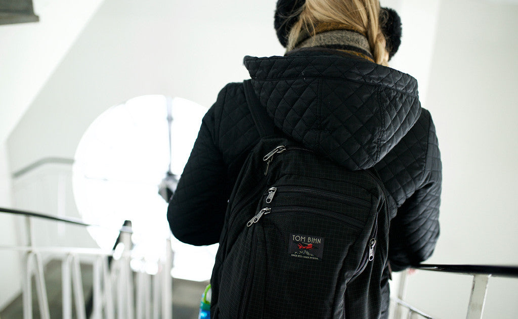 ^^A person descending a flight of stairs with the Synapse 25.
