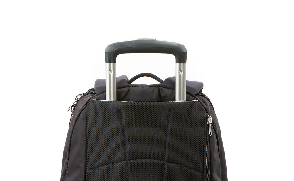 ^^Close up of top of Synik 22 on roller luggage handle