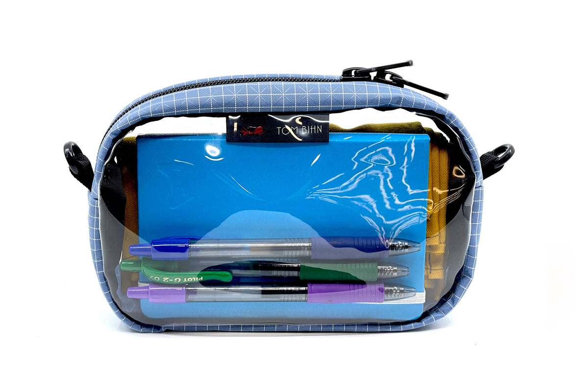 visible variant TB0917-7D^^A Acuity (faded blue) with white grid pattern (Halcyon) 3D Clear Organizer Cube filled with sundries.
