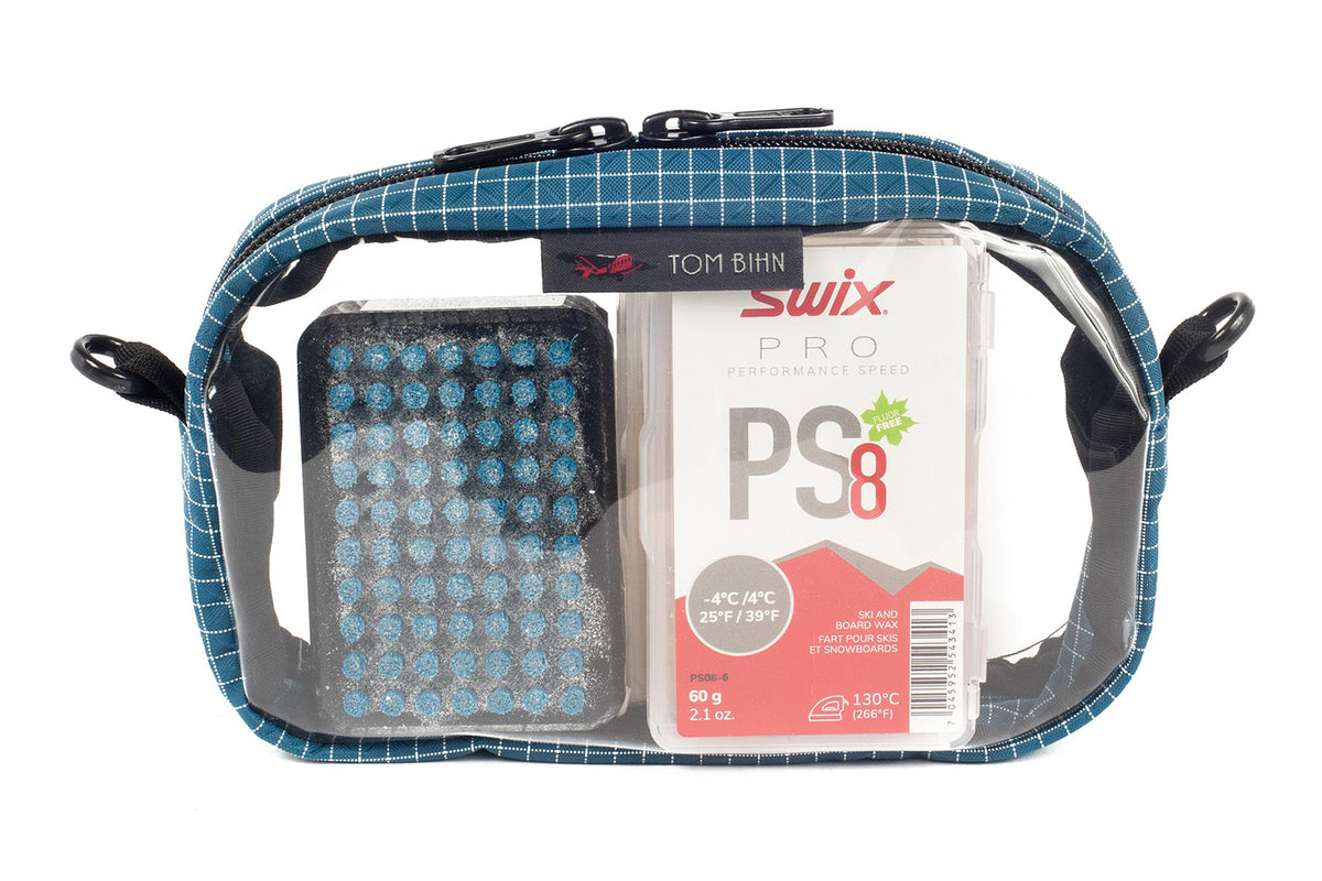 visible variant TB0917-FD^^A Fjord (dark blue) with white grid pattern (Halcyon) 3D Clear Organizer Cube filled with sundries.
