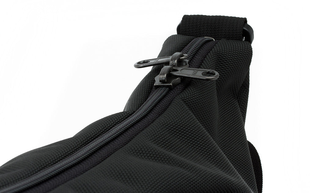 Close shot of the main compartment's zipper.