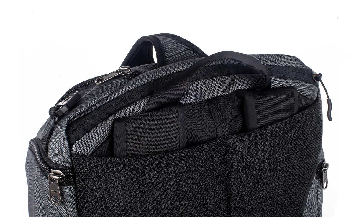 A close shot of the top portion of the Techonaut 30, showing the laptop compartment.