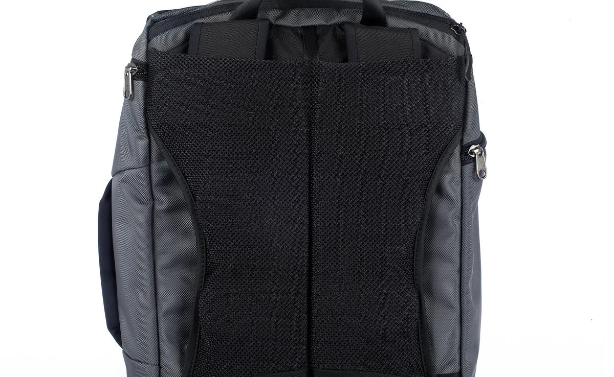 A close up of the back panel of the Techonaut 30 with the shoulder straps tucked away.
