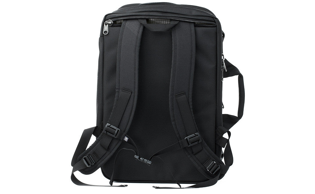 The rear of the Western Flyer with backpack straps removed from their zippered pouch.