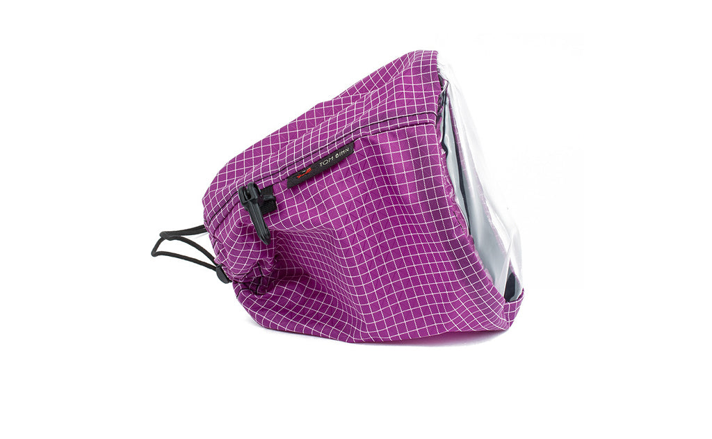 visible variant TB0662-UD^^A medium, clear-bottom Yarn Stuff Sack in Ultraviolet (purple with white grid) 200 Halcyon.