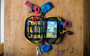 lifestyle visible^^Several Double Carabiners connecting items to o-rings in a Handy Little Thing.