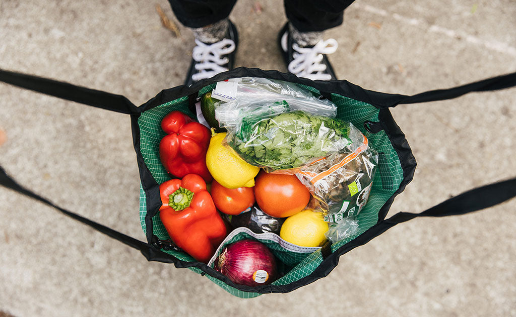 ^^Small Original Shop Bag in Sitka filled with produce.
